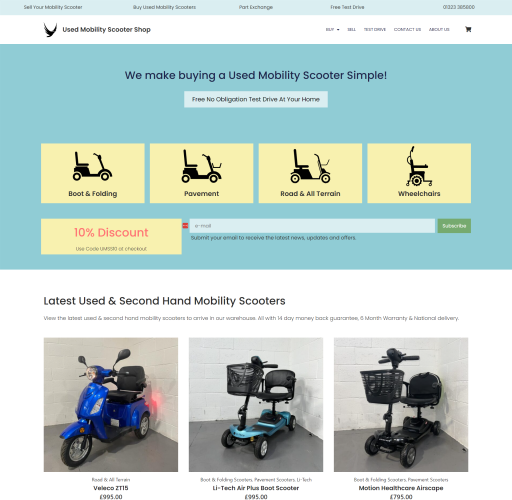Used Mobility Scooter Shop Home Page